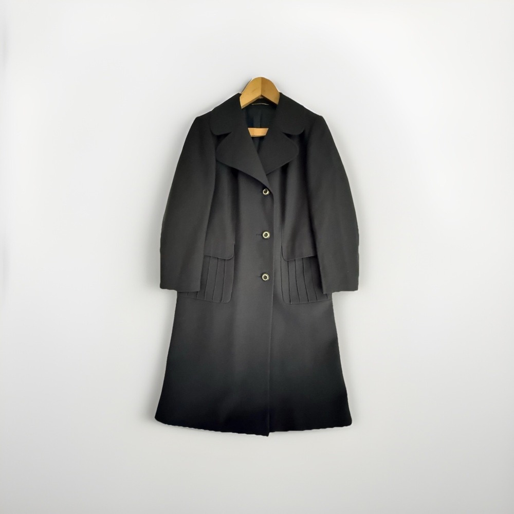 Vintage Woman's Small 70's Canda international Navy Blue Long‎ Wool P Coat